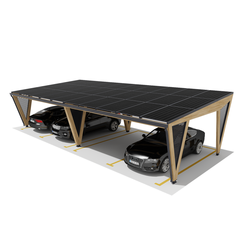 Carport solaire bois élégant